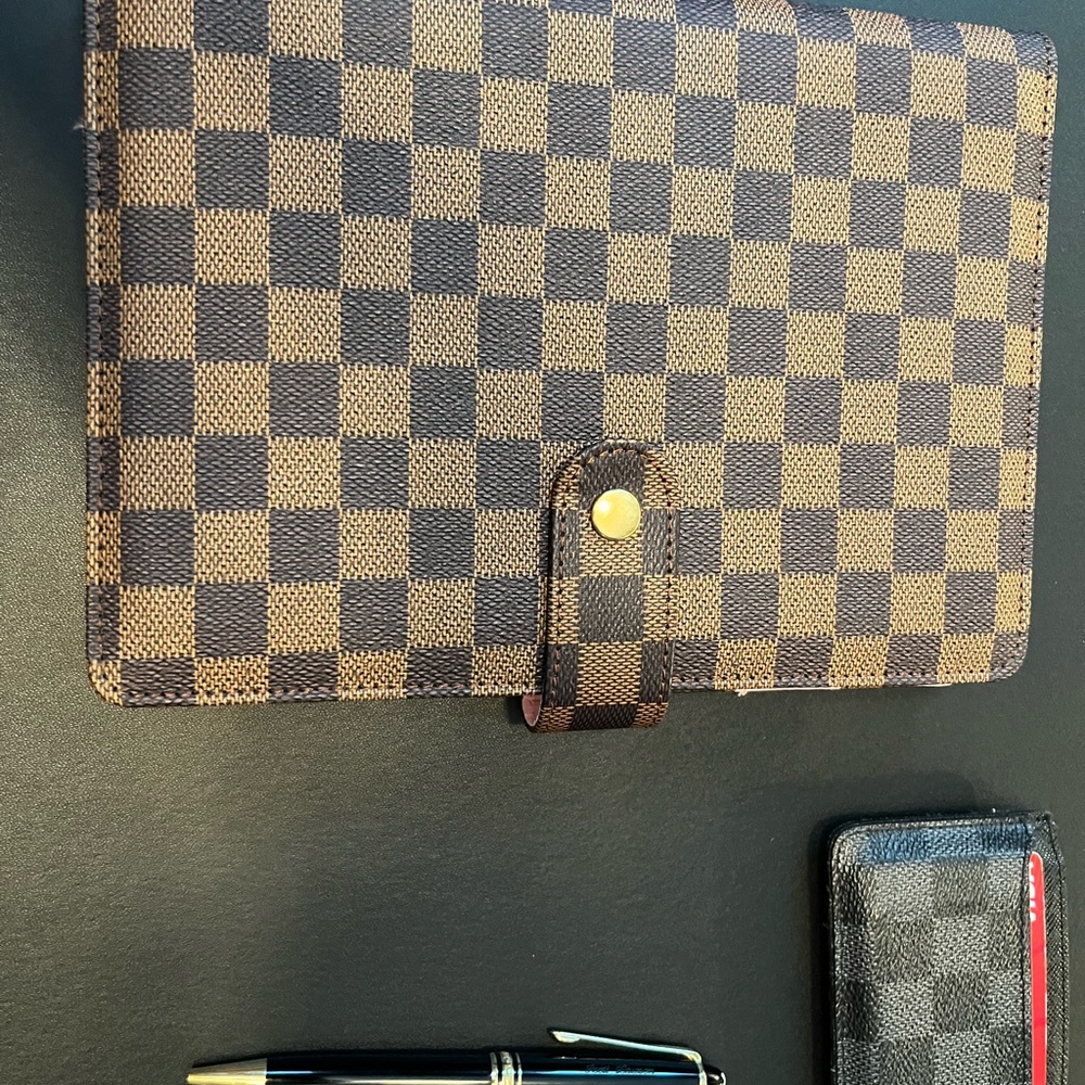 Luxury Checkered A5 Agenda Binder Journal Notepad Gift Brown with extra inserts - Picture 4 of 6